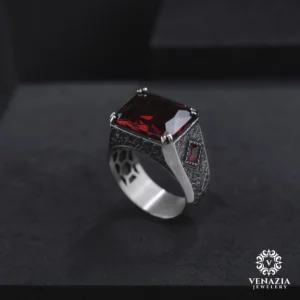 Taşlı Gümüş Erkek Yüzük Modeli