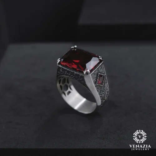 Taşlı Gümüş Erkek Yüzük Modeli