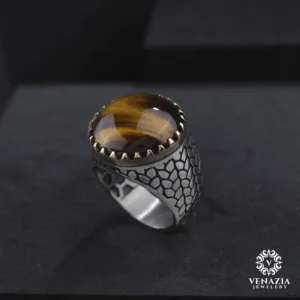VeNAZIA 30-10-20232899 copy Kaplan Gözü Taşlı Gümüş Yüzük Modeli