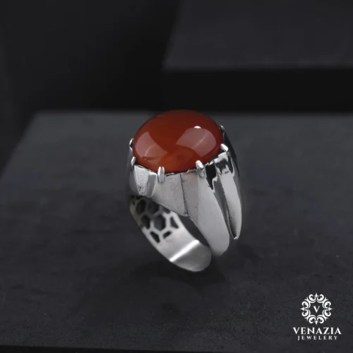 Akik Taşlı Gümüş Yüzük Modeli