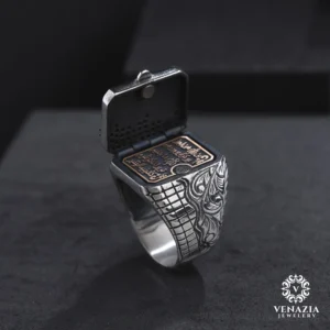 VeNAZIA 30-10-20232955 copy Kapaklı Gümüş Erkek Yüzük Modeli