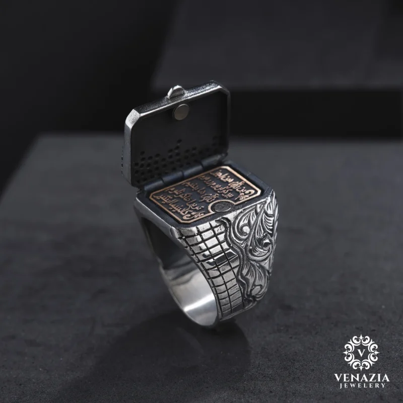VeNAZIA 30-10-20232955 copy Kapaklı Gümüş Erkek Yüzük Modeli