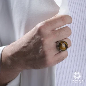 VeNAZIA 30-10-20233032 copy Kaplan Gözü Taşlı Gümüş Yüzük Modeli