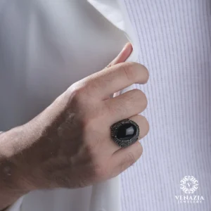 VeNAZIA 30-10-20233037 copy Siyah Akik Taşlı Gümüş Yüzük Modeli
