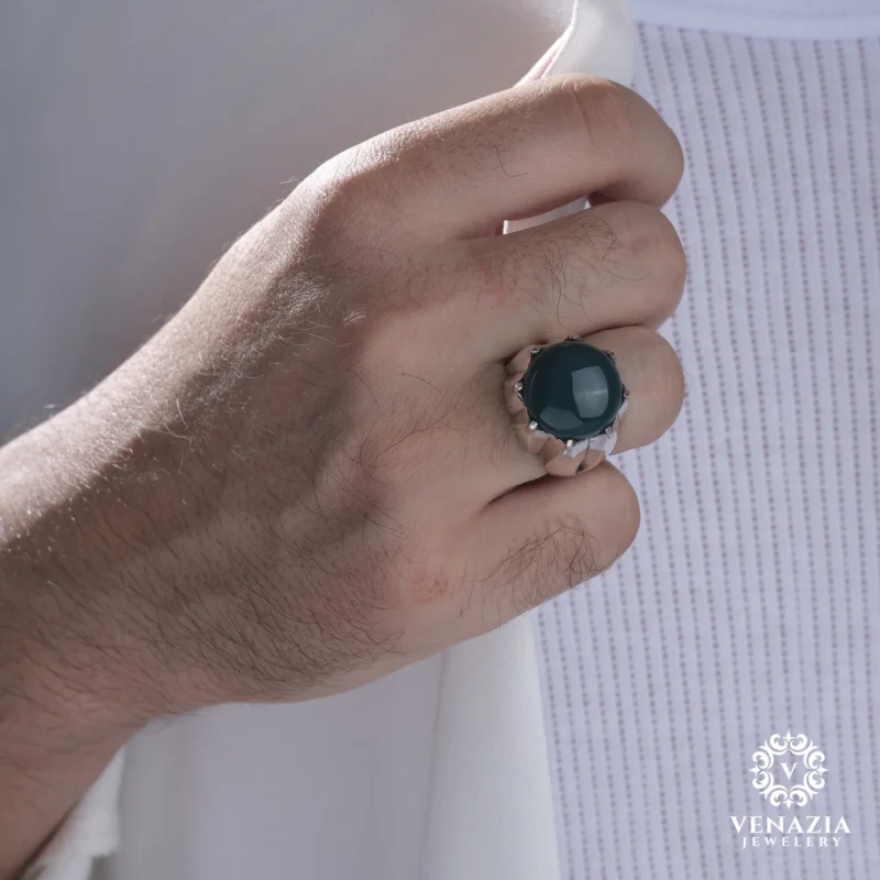 Akik Taşlı Gümüş Yüzük Modeli