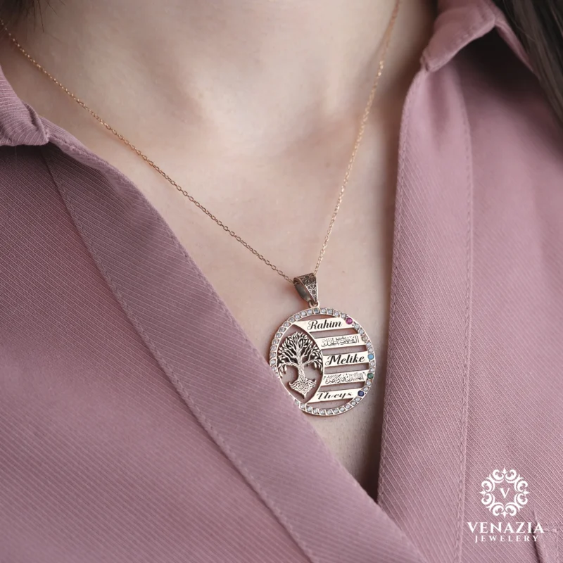Hayat Ağacı Bayan Gümüş Kolye Modeli