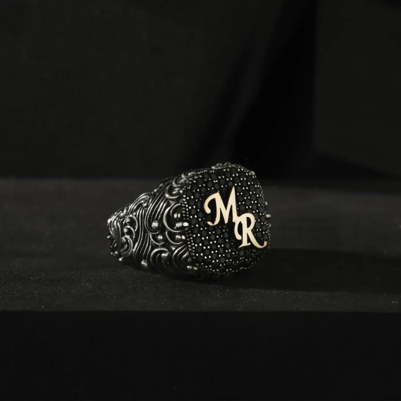 VENAZIA- KASIM-202533162 copy Harfli Gümüş Erkek Yüzük Modeli