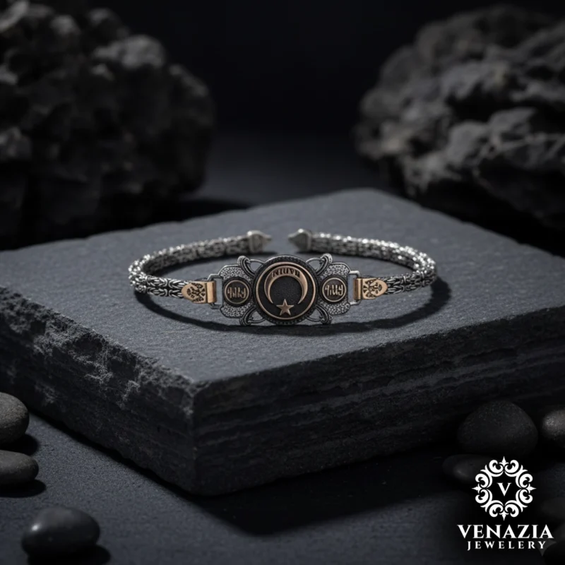 Ay Yıldız Gümüş Erkek Bileklik Modeli