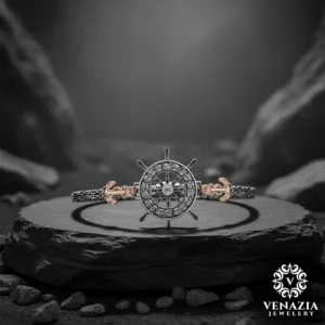 1 (10) Çapa Dümen Gümüş bileklik Modeli