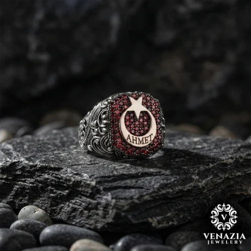 1 İsimli Ayyıldız Gümüş Yüzük Modeli