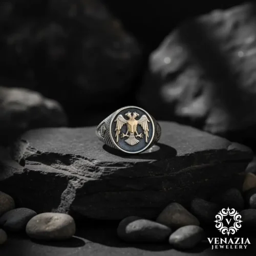 1 (2) Çift Başlı Kartal Gümüş Yüzük Modeli