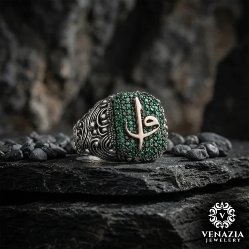 1 Elif Vav Modeli Gümüş Erkek Yüzük