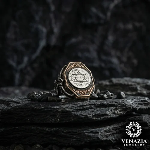 1 Hz Süleyman Mührü Gümüş Yüzük Modeli