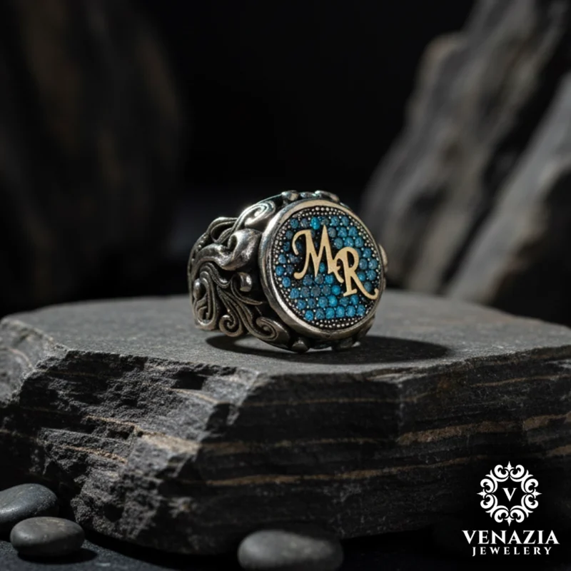 Eşlere Özel Harfli Gümüş Yüzük Modeli