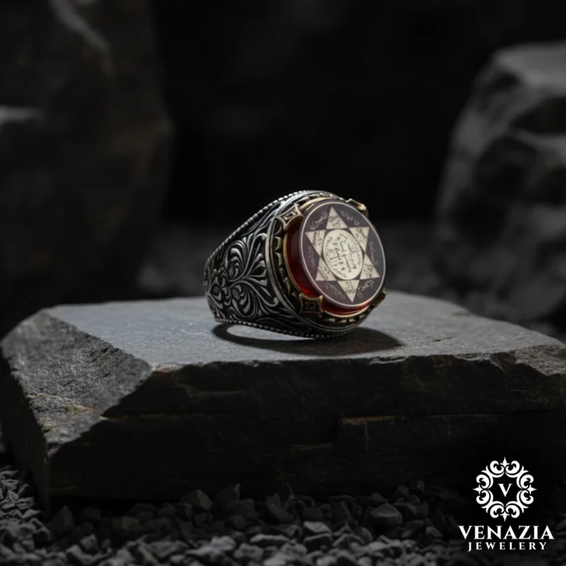 Hz Süleyman Mührü Akik Yüzük Modeli