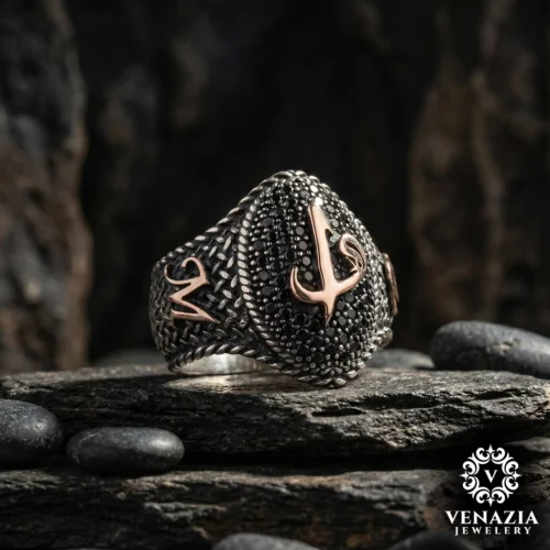 2 Elif Vav ve Harfli Gümüş Yüzük