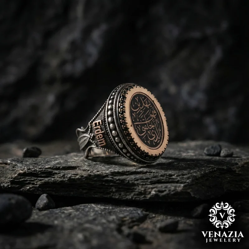 2 Dualı ve İsimli Gümüş Yüzük Modeli