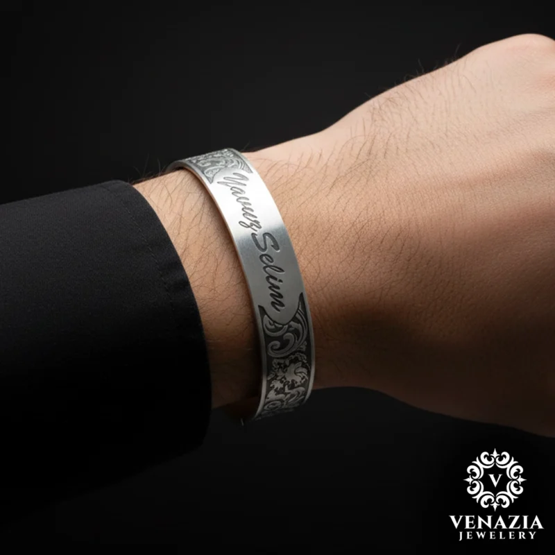 2 (2) İsimli Kelepçe Gümüğş Bileklik