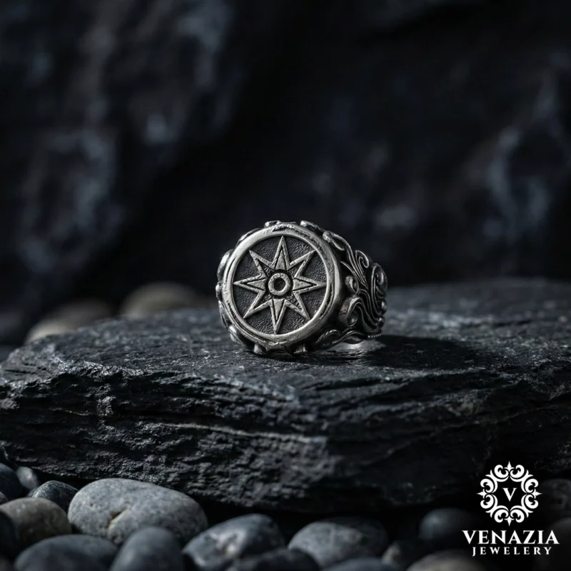 Kutup Yıldızı Gümüş Erkek Yüzük Modeli