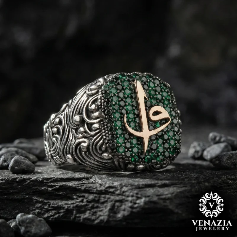 2 Elif Vav Modeli Gümüş Erkek Yüzük