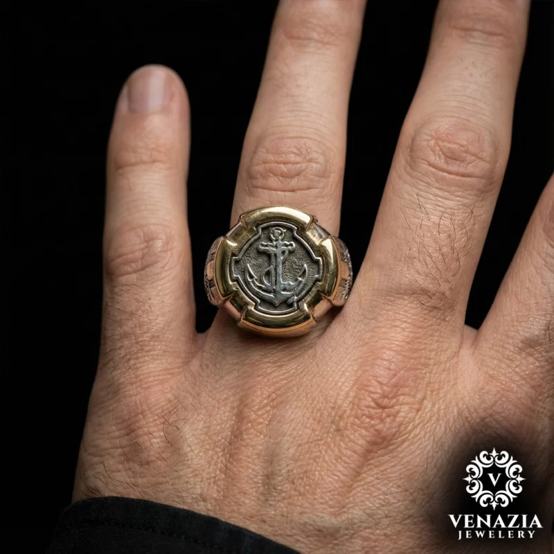 2 Çapa Gümüş Yüzük Model