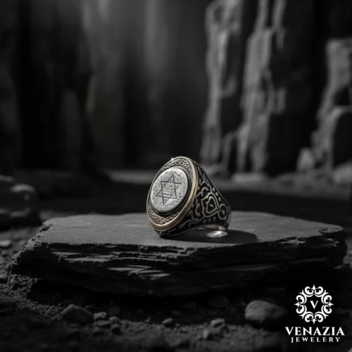 2 Hz Süleyman Mührü Gümüş Yüzük Modeli