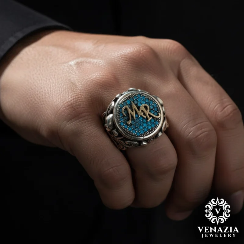 Eşlere Özel Harfli Gümüş Yüzük Modeli