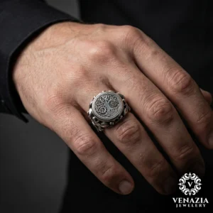 3 Hayat Ağacı Gümüş Erkek Yüzük Modeli