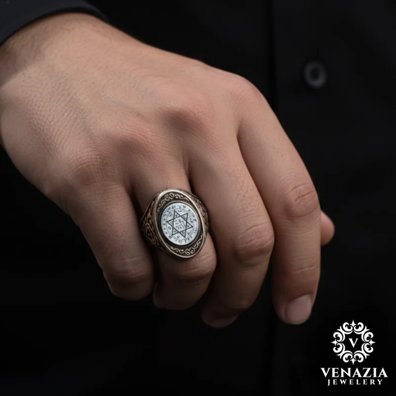 Hz Süleyman Mührü Gümüş Yüzük Modeli