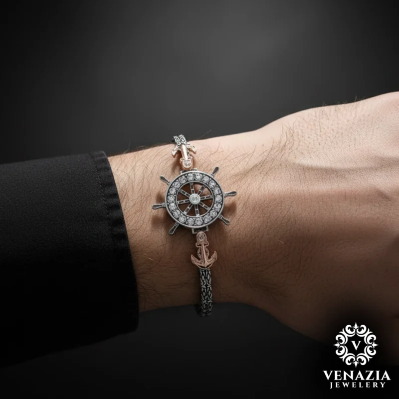 3 (4) Çapa Dümen Gümüş bileklik Modeli