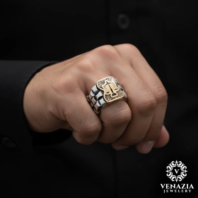 3 Adalet Terazisi Gümüş Yüzük