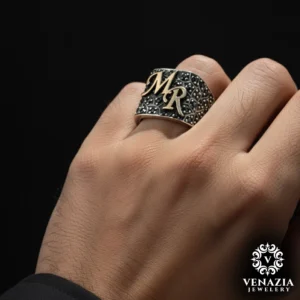 Eşlere Özel Harfli Gümüş Yüzük Modeli