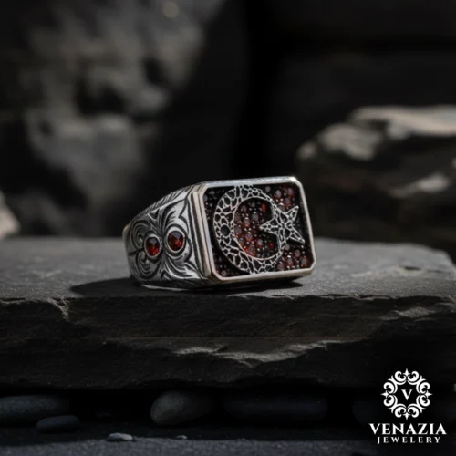 3 İsimli Ay Yıldız Gümüş Yüzük