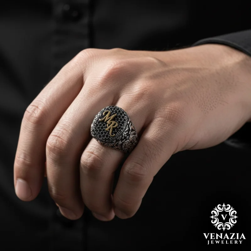 Eşlere Özel Harfli Gümüş Yüzük