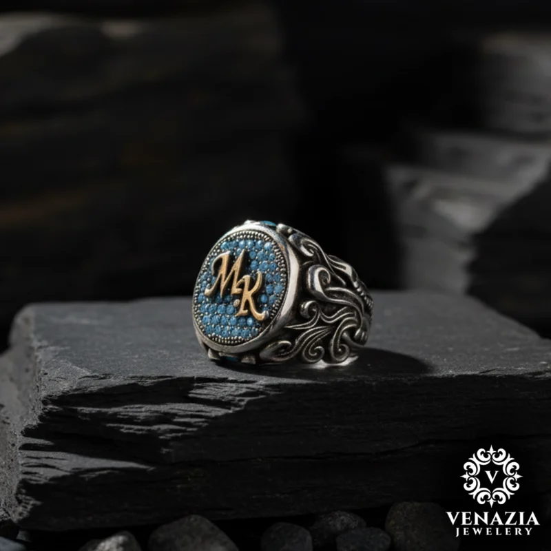 Eşlere Özel Harfli Gümüş Yüzük Modeli