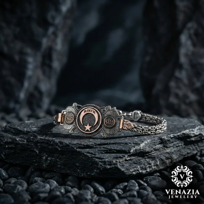 Ay Yıldız Gümüş Erkek Bileklik Modeli