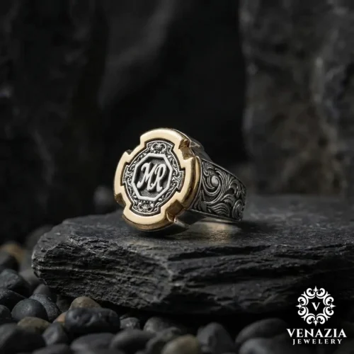 b Eşlere Özel Harfli Gümüş Yüzük Modeli