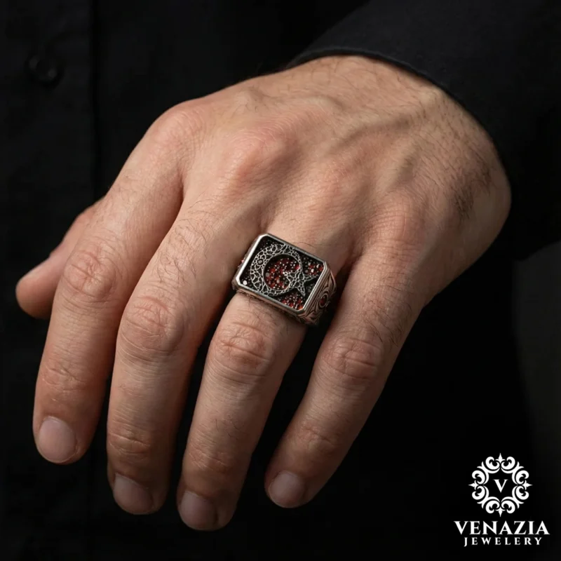 İsimli Ay Yıldız Gümüş Yüzük