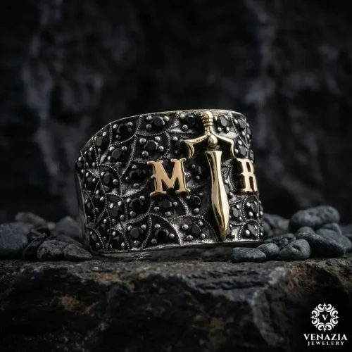 Harfli Gümüş Yüzük Modeli