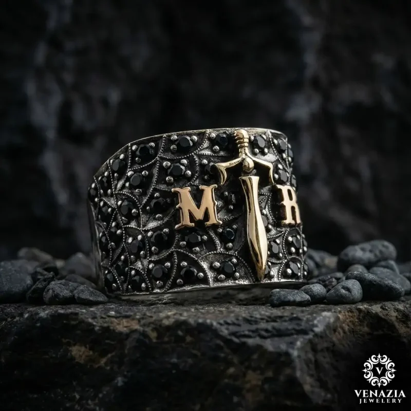 1 Harfli Gümüş Yüzük Modeli