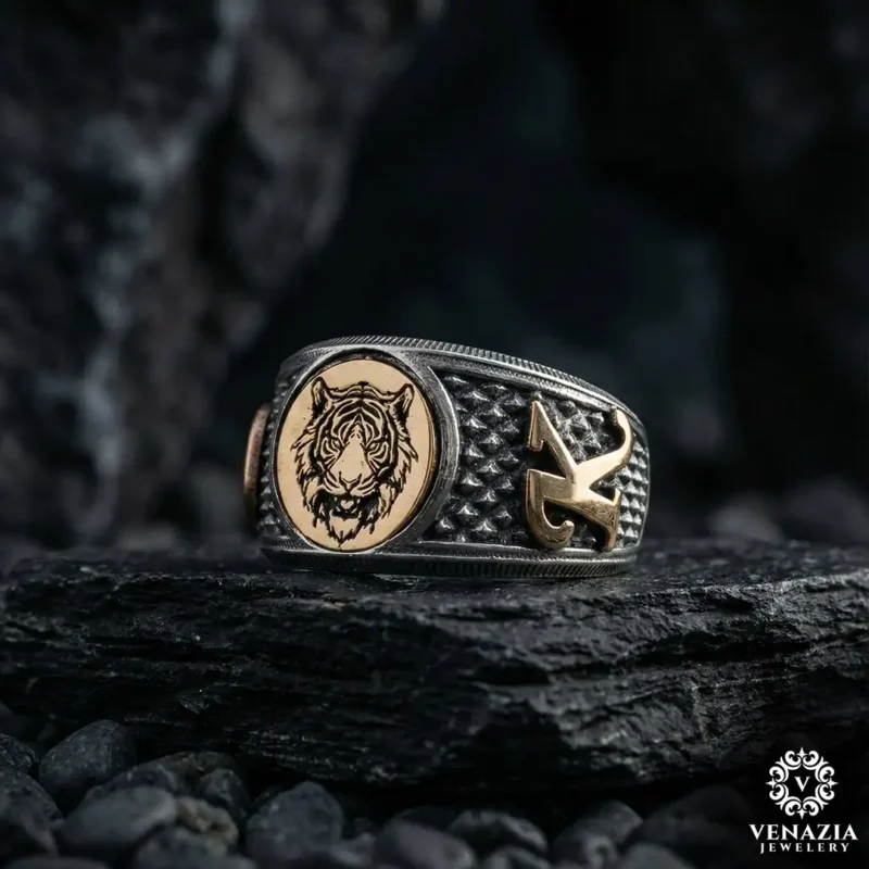 1 Kaplan Gümüş Yüzük Modeli