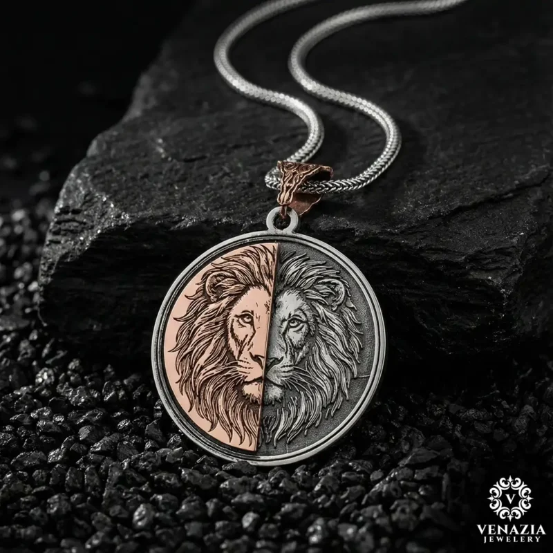 Aslan gümüş madalyon modeli