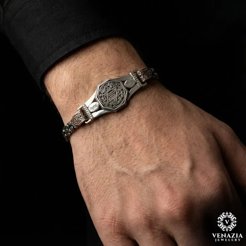 Hazreti Süleyman Mührü Gümüş Bileklik Modeli