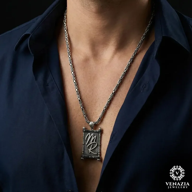 3 Harfli Gümüş Kolye