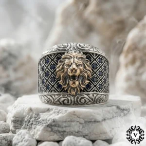 4 Aslan Figürlü Gümüş Yüzük Modeli